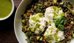 Lentejas pardinas con mozzarella