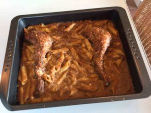 Macarrones con puré de lentejas ecológicas