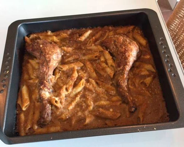 Macarrones con puré de lentejas ecológicas